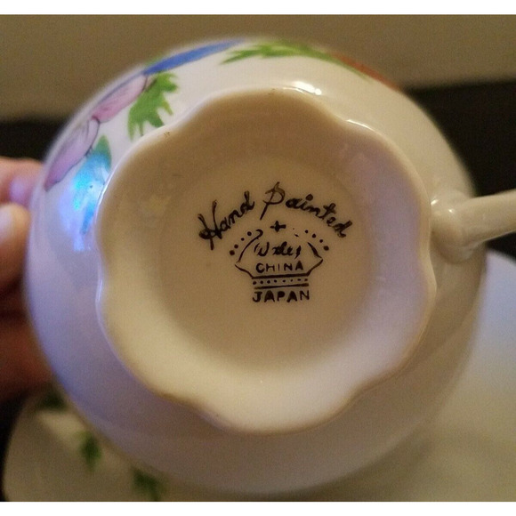 Vintage Floral China Teacup and Saucer Hand Painted Japan - Picture 2 of 4